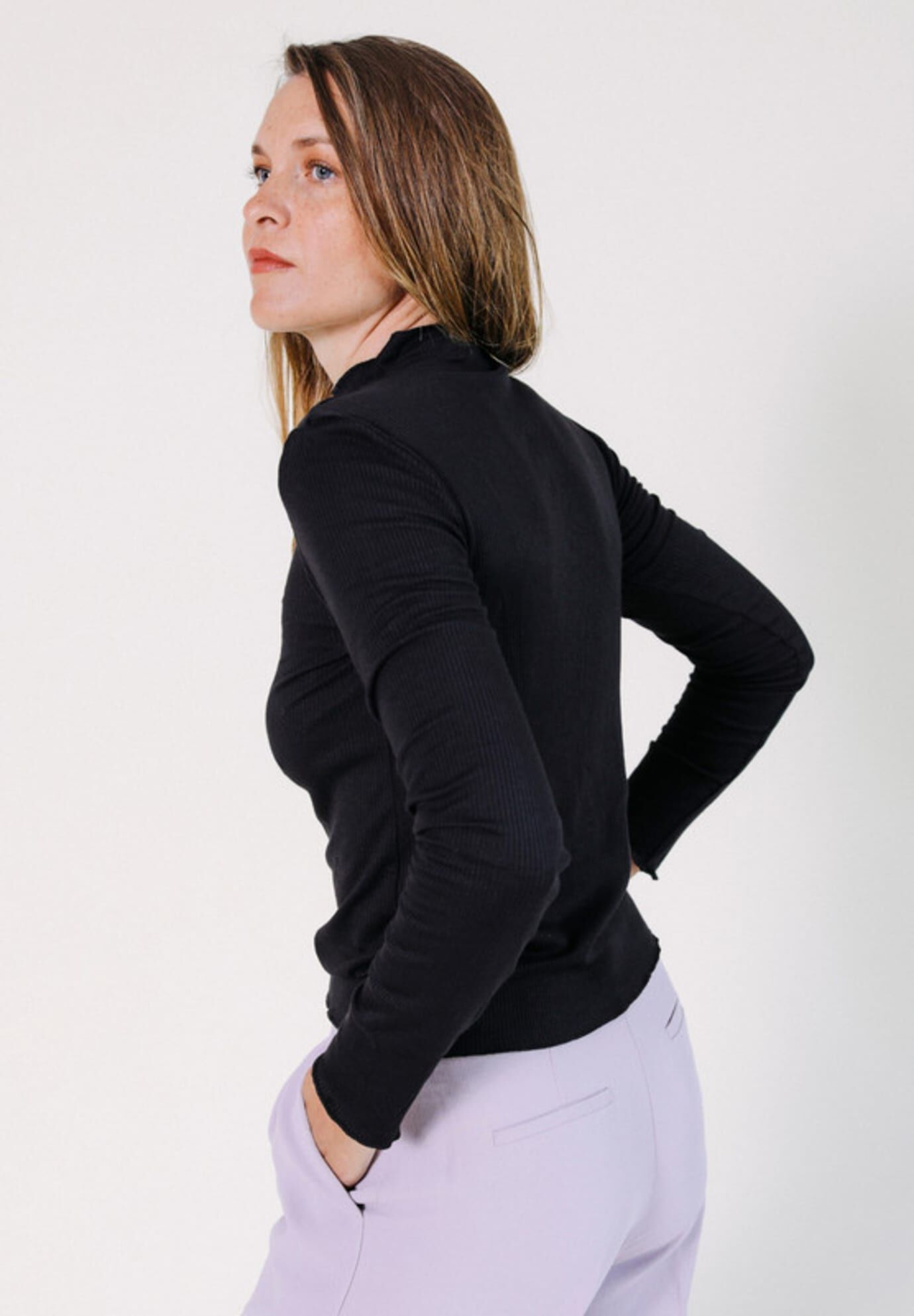 Norma Modal Ribbed Turtleneck, Black / Black, alternate image number 1