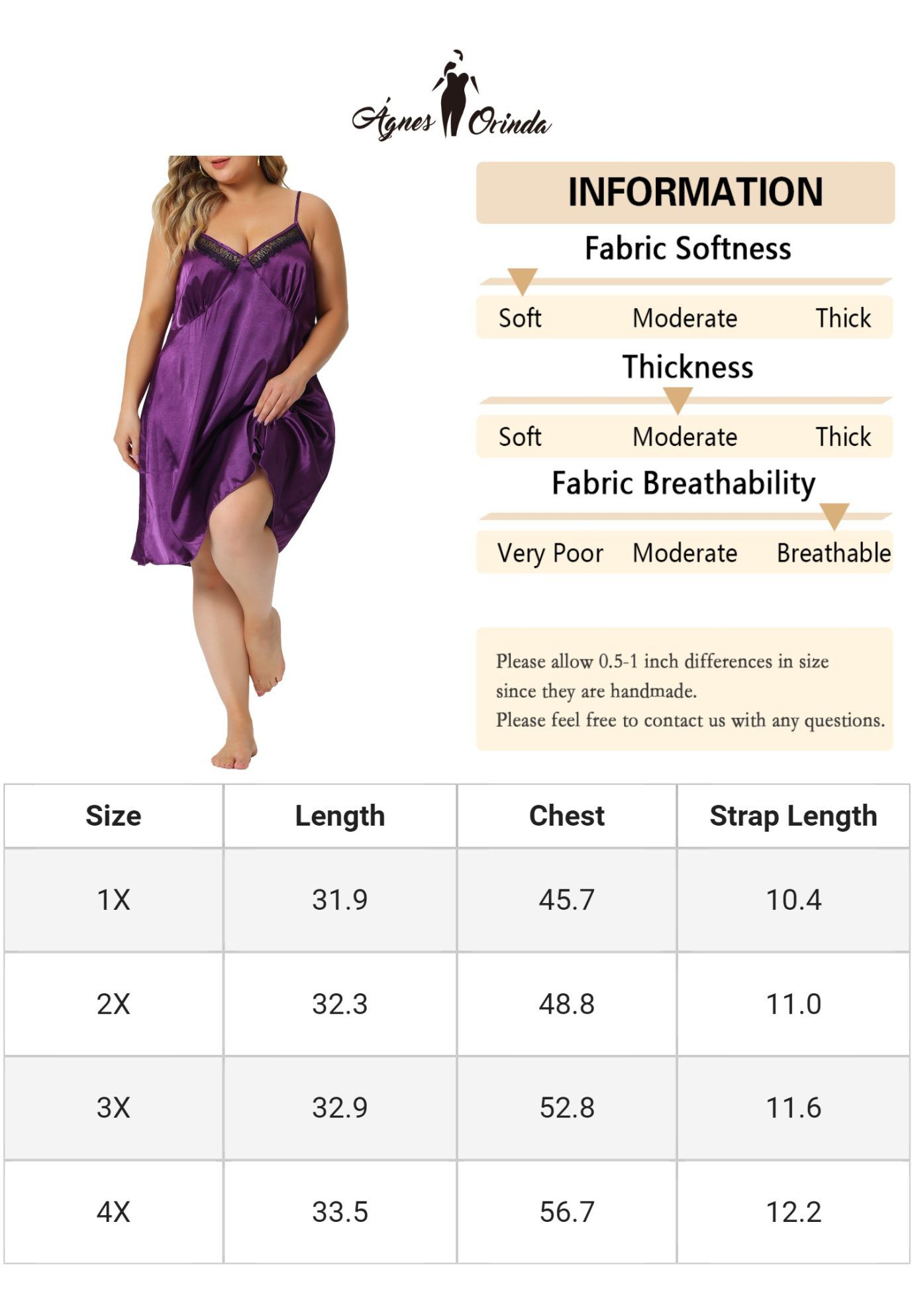 SATIN LACE CHEMISE NIGHTGOWN LINGERIE V-NECK CAMI SLEEVELESS DRESS SLEEPWEAR, Purple / Purple, alternate image number 1