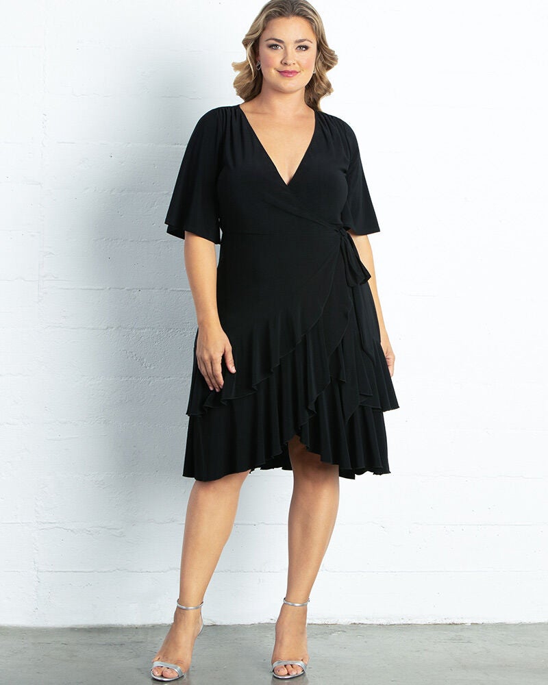 Miranda Wrap Dress, BLACK NOIR / Black, alternate image number 1