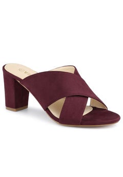 Crisscross Strap Block Heel Slide Sandals