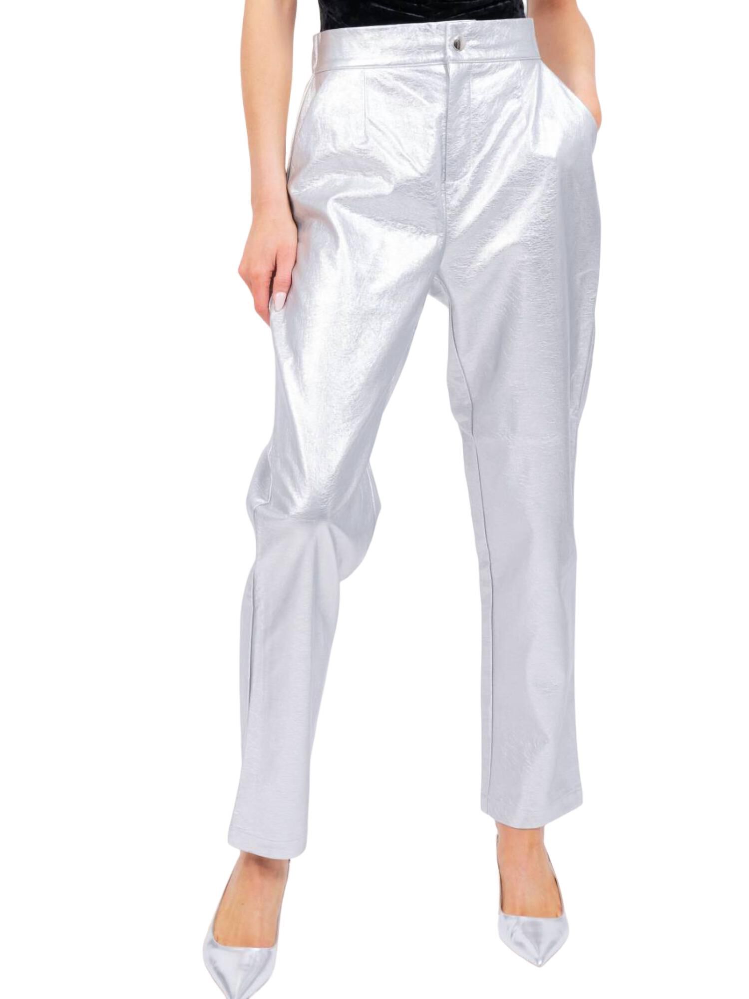 PHOEBE METALLIC PANTS IN SILVER, Silver / Silver, hi-res image number 0