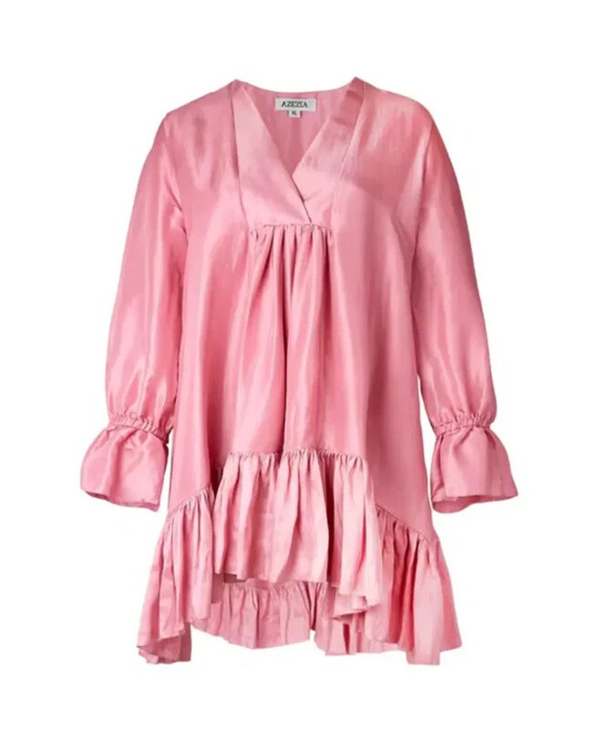 Thistle Raw Silk Mini Dress, Peony / Pink, hi-res image number null