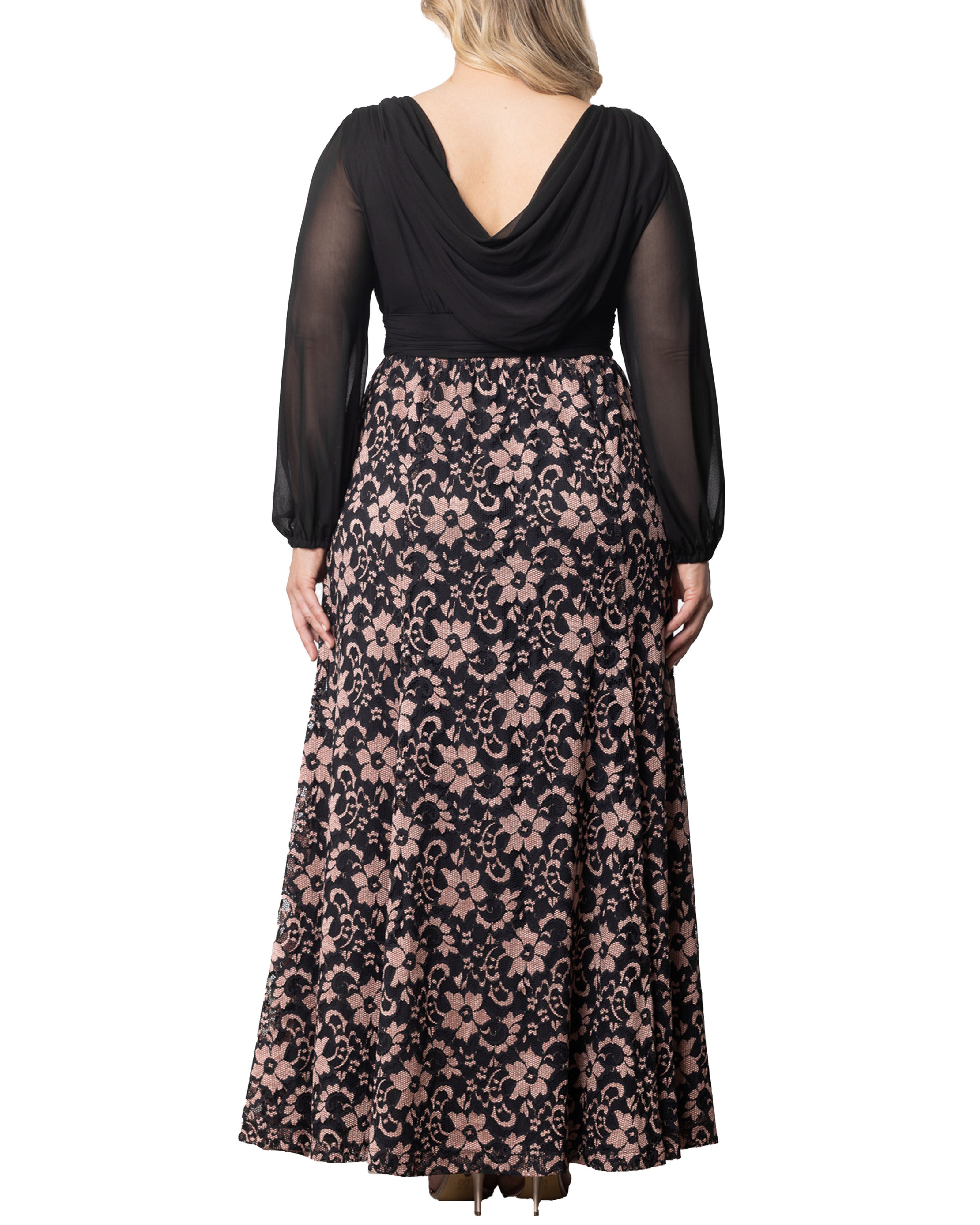 Mon Tresor Lace Evening Gown, ROSE GOLD / Black, alternate image number 1