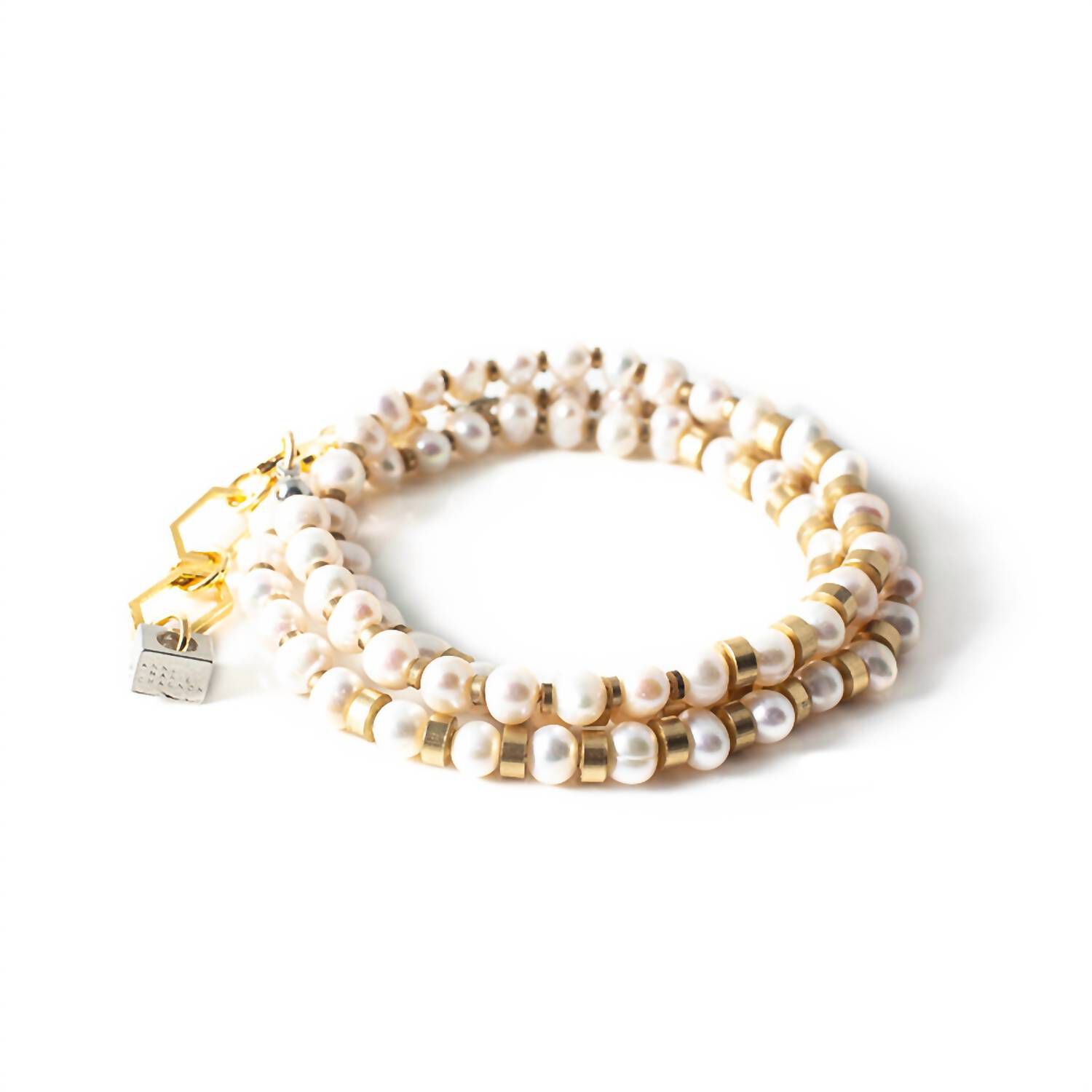 SYDNEY NECKLACE IN PEARL/GOLD, , alternate image number 4