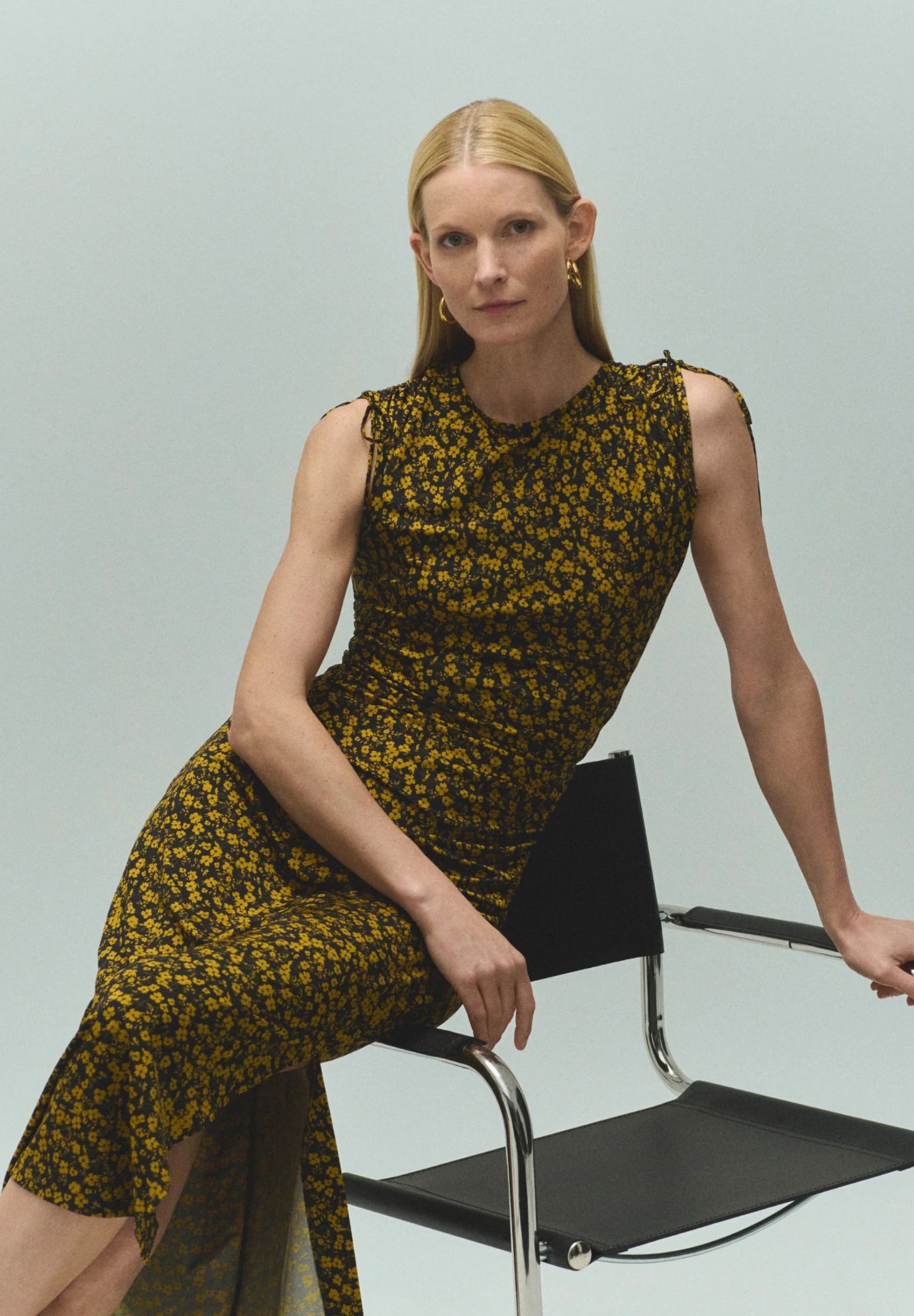 Aisling Slinky Dress - Printed Jersey, Bloom Print / Yellow, alternate image number 5