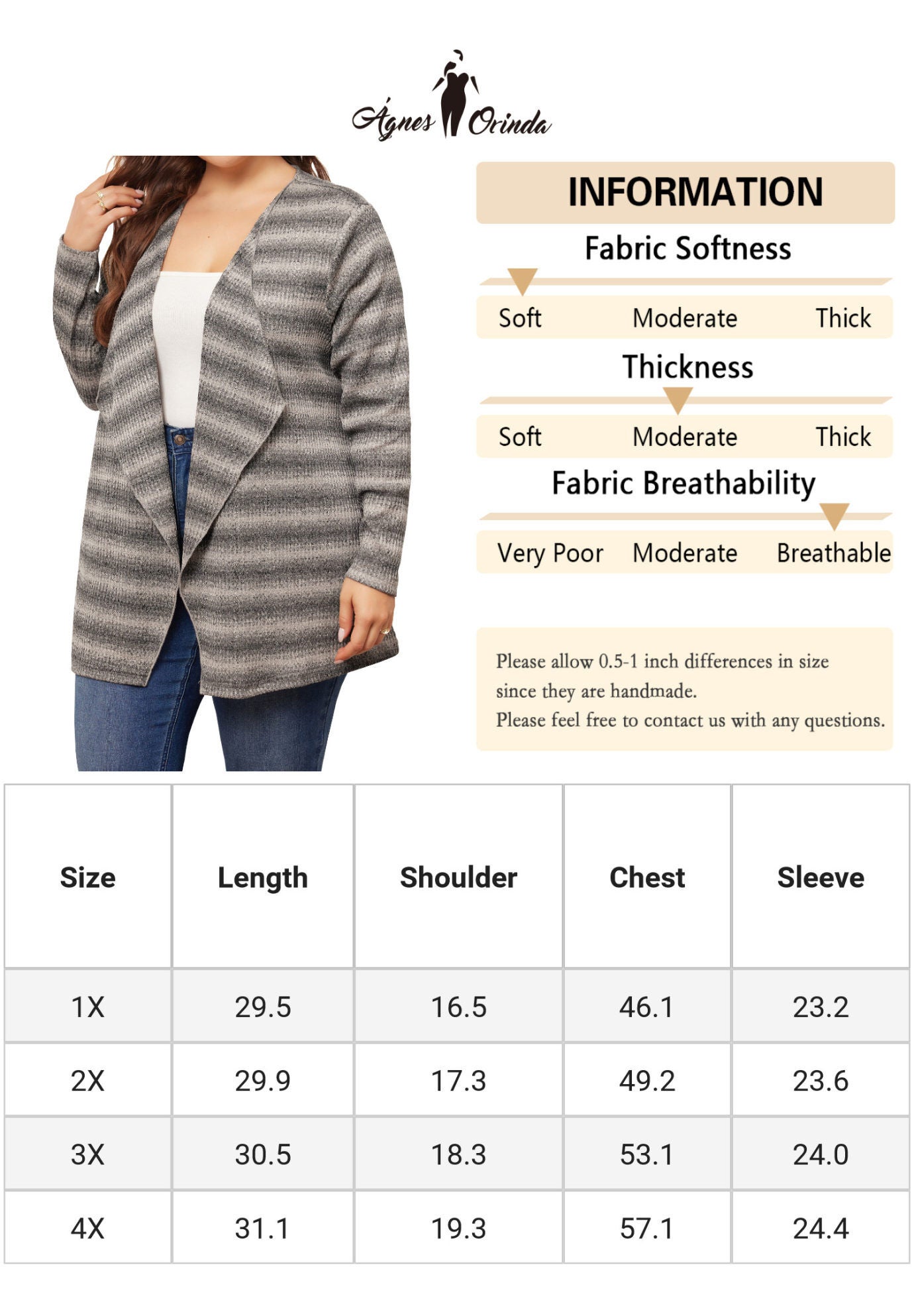 Lightweight Loose Open Front Tie Dye Cardigan, Apricot Black / Black, alternate image number 4