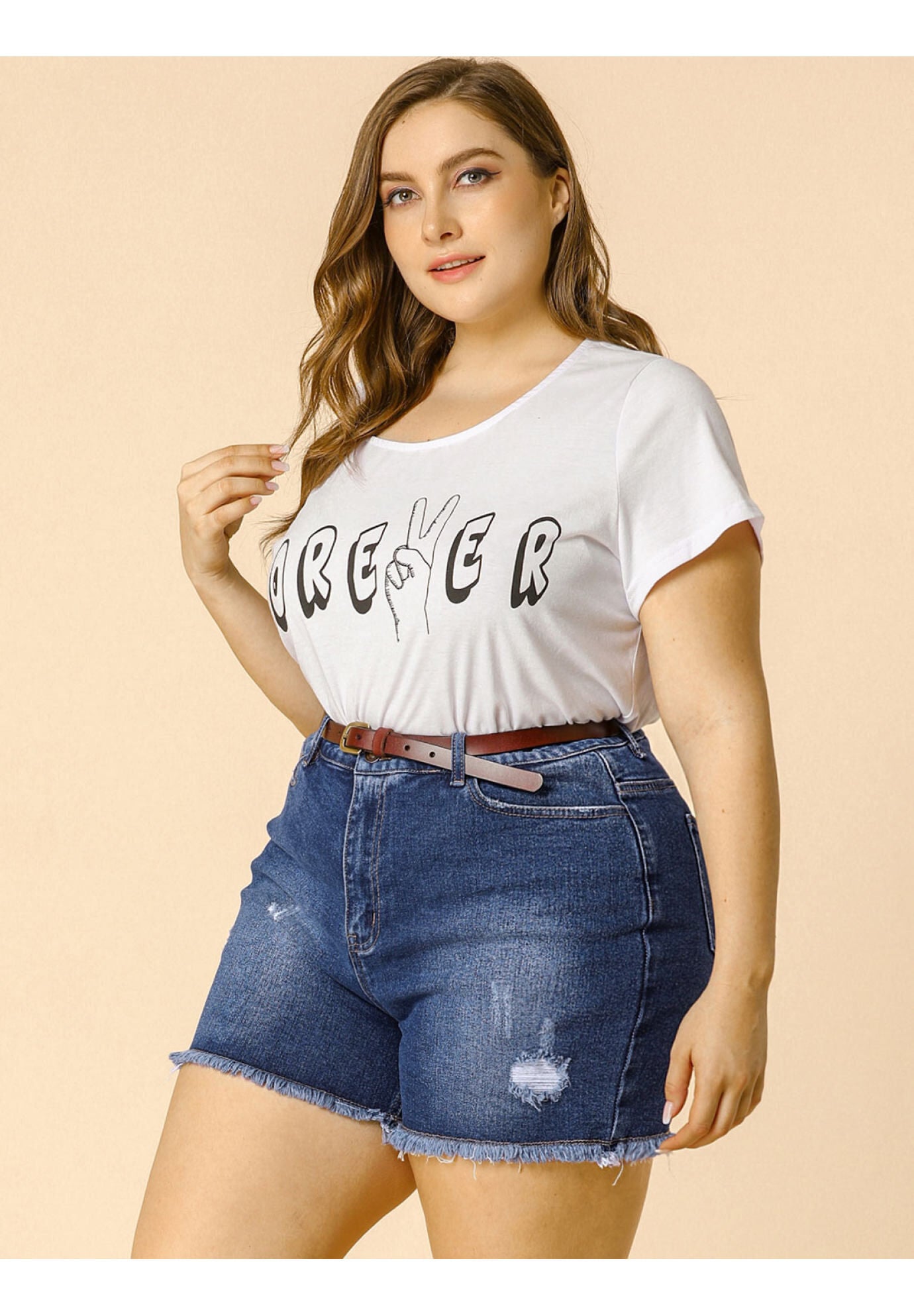 HIGH WAISTED RIPPED STRETCHY DENIM JEAN SHORTS, Blue / Light Blue, alternate image number 3