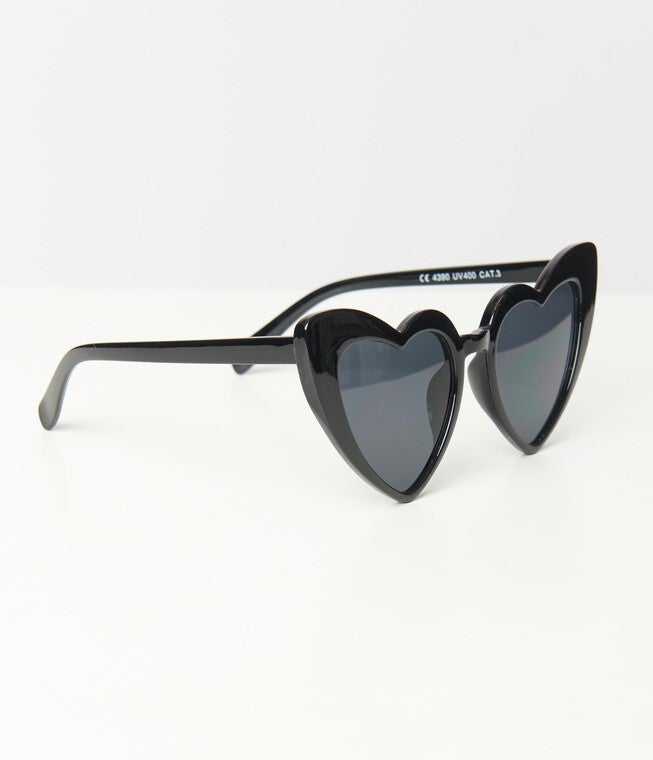 Unique Vintage Black Heart Sunglasses, , alternate image number null