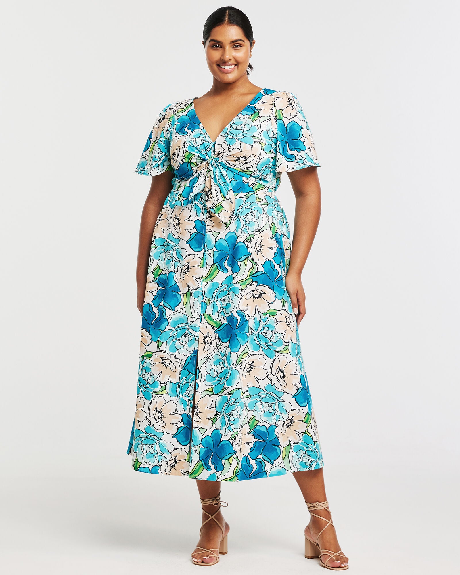 Nadja Midi Dress, Print / Light Blue, alternate image number 1