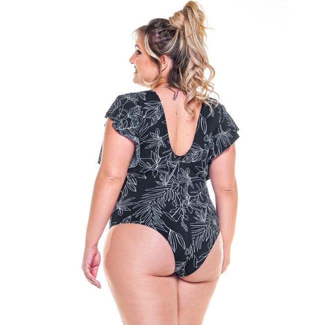 Ruffle Shoulder Cupped Bodysuit, , alternate image number null