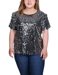 Short Sleeve Sequined Top