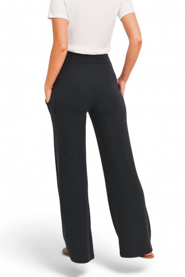 FRENCH TERRY STRAIGHT LEG MATERNITY YOGA PANTS, Black / Black, alternate image number null