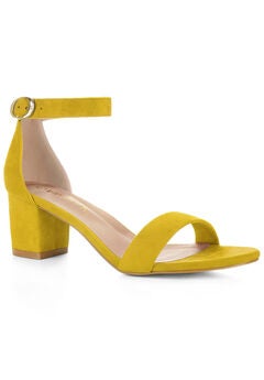 Mid Block Heel Ankle Strap Sandals