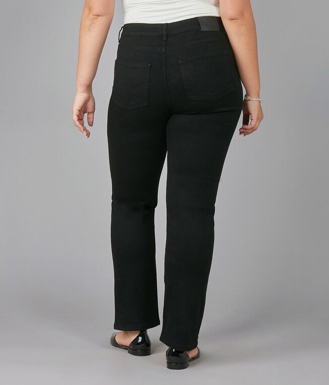 Women's DENVER-BLK High Rise Straight Leg Jeans, Black / Black, alternate image number 2