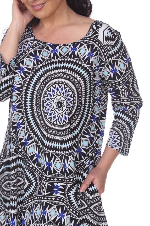 Maji Geo Tunic Top, Blue Geo / Dusty Blue, alternate image number null
