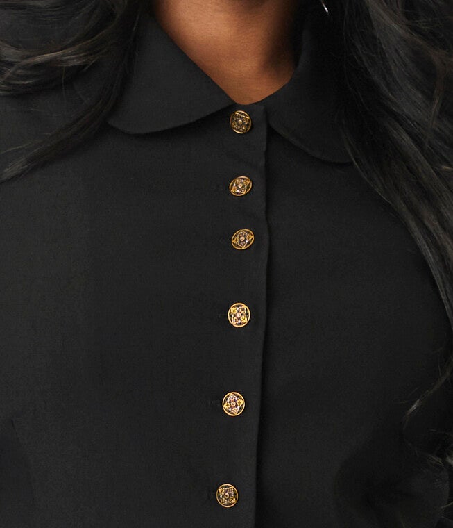 Unique Vintage Plus Size Black Peplum Jacket, Black / Black, alternate image number null