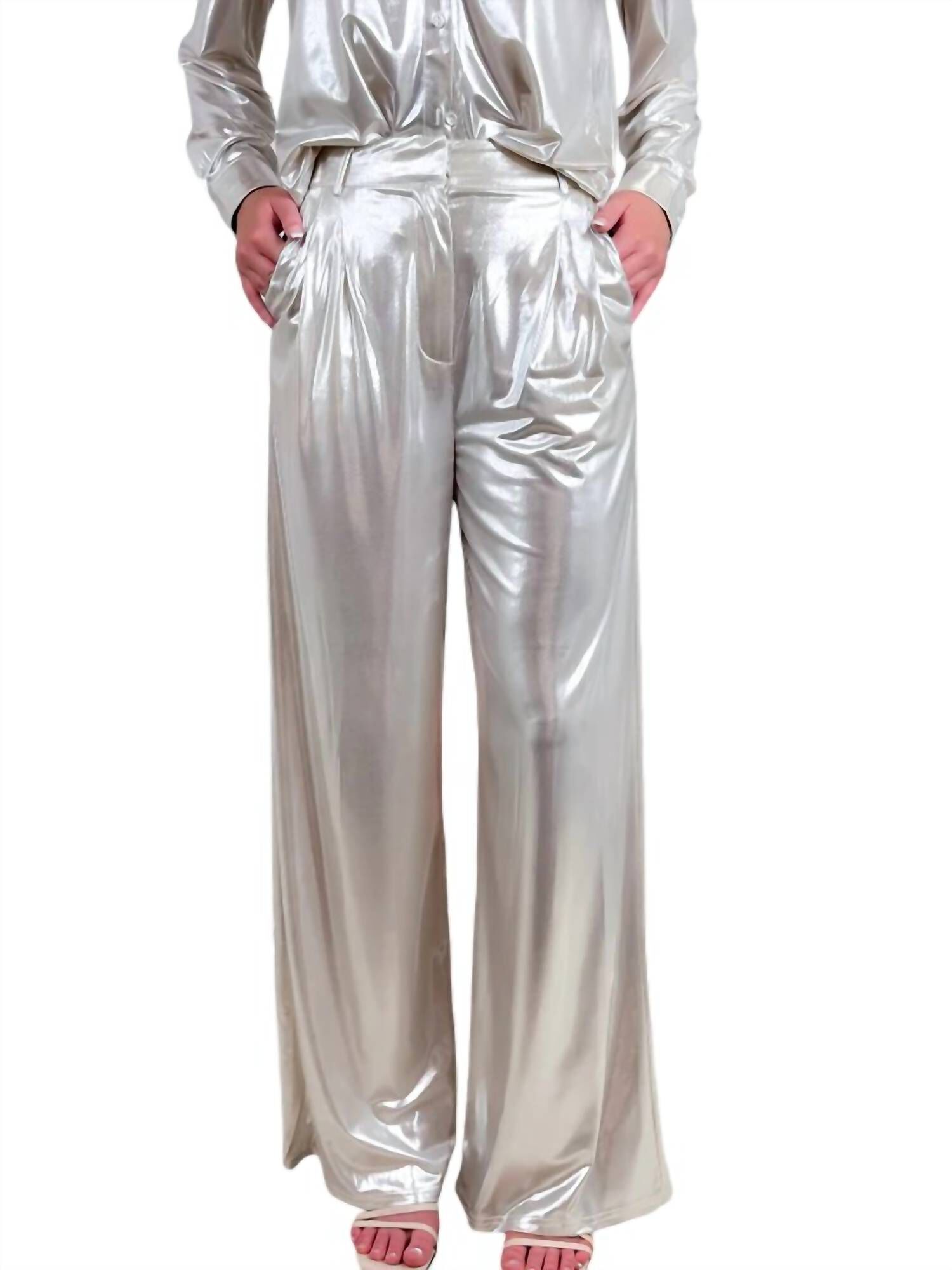 Gold Metallic Wide Leg Pant