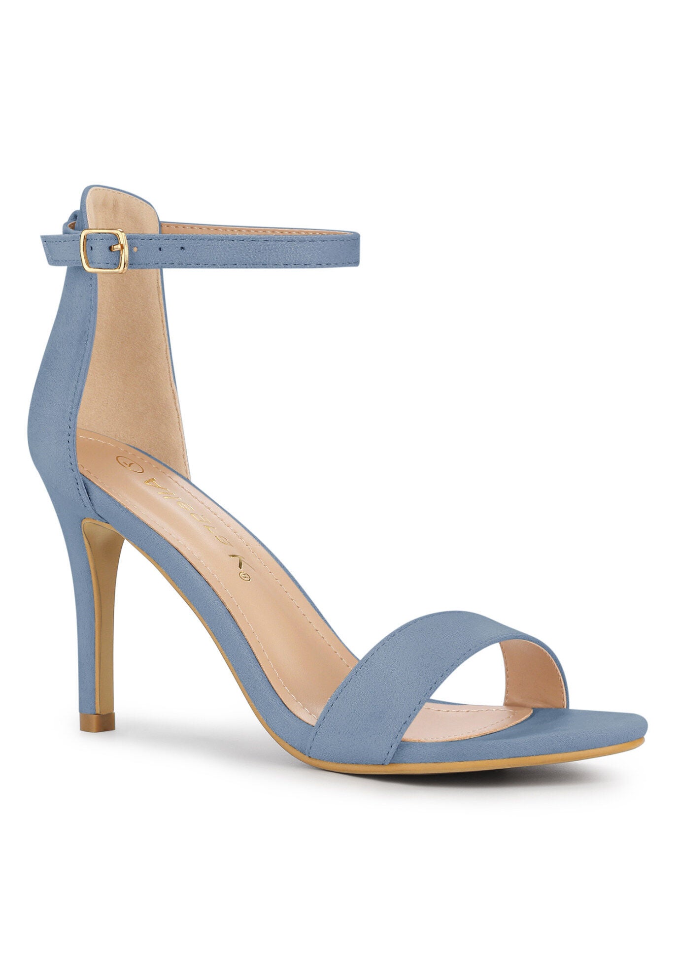 Suede Ankle Strap High Stiletto Heels Sandals, Haze Blue / Dusty Blue, hi-res image number 0