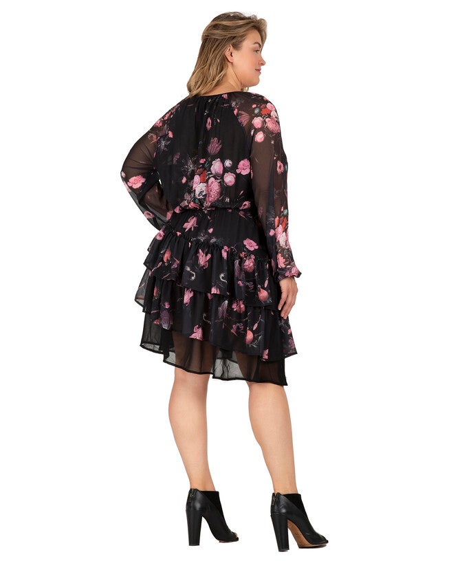 Miranda Women's Mini Floral Printed Swing Plus Size Dress, , alternate image number 5