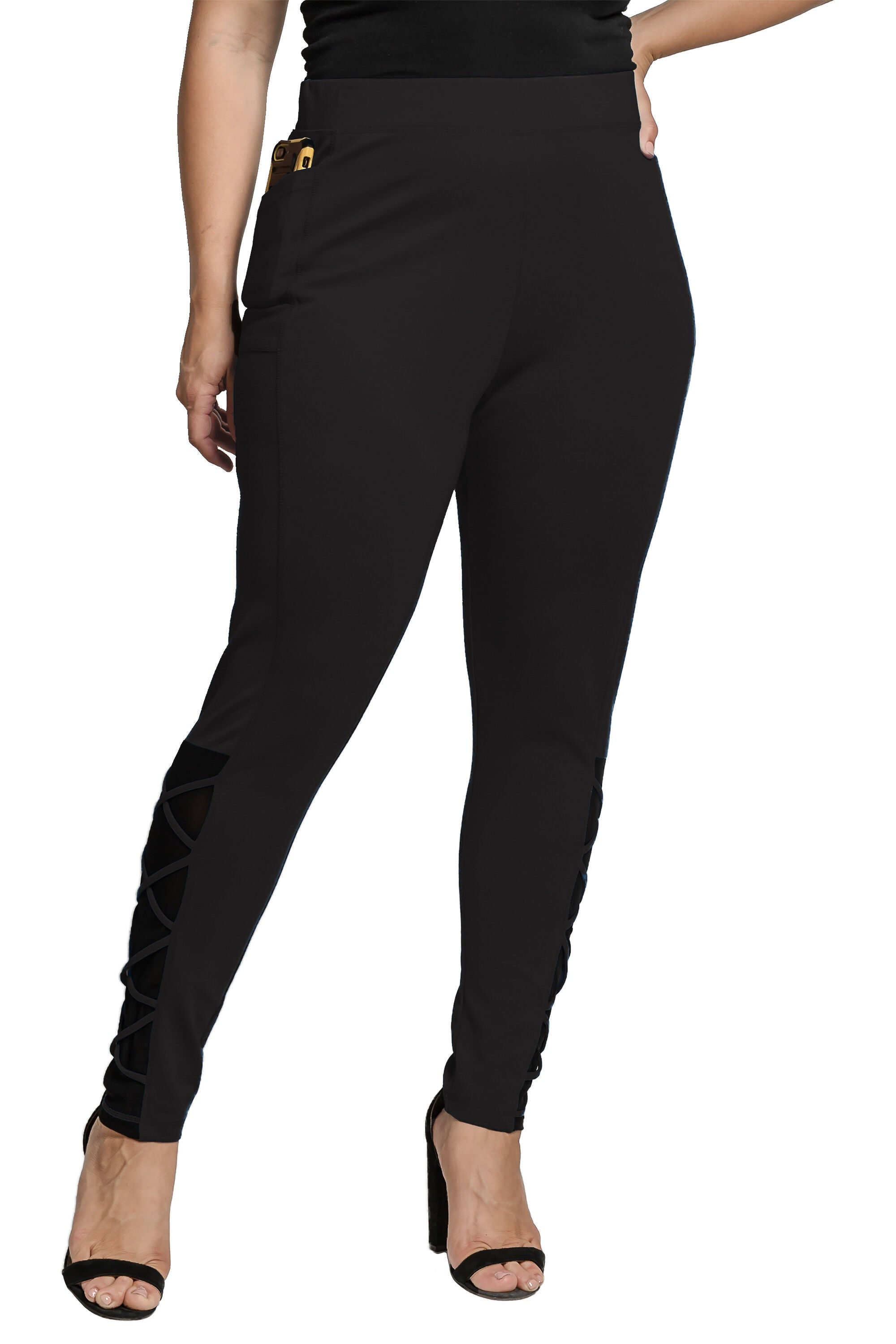 Standards & Practices Mesh Ponte Leggings, BLACK / Black, hi-res image number 0