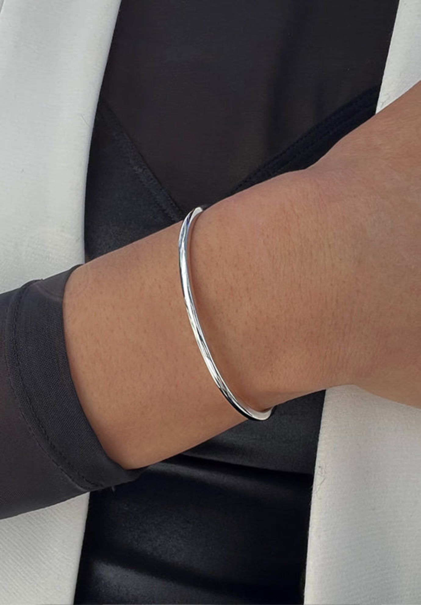 SUCCESS 2-Way Convertible Stacking Cuff Bracelet, Silver / Silver, alternate image number 4