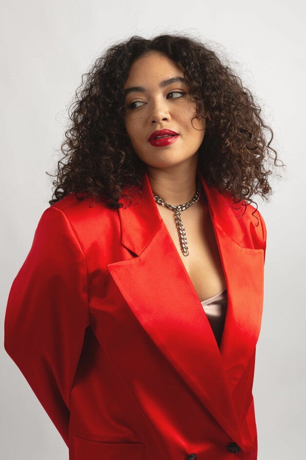The Lexi Satin Blazer - Red, , alternate image number null