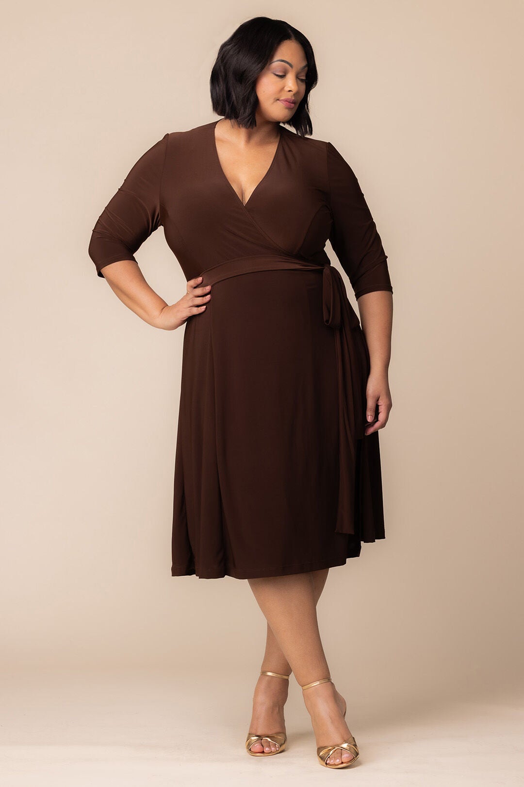 Essential Wrap Dress, CHOCOLATE / Brown, alternate image number 4