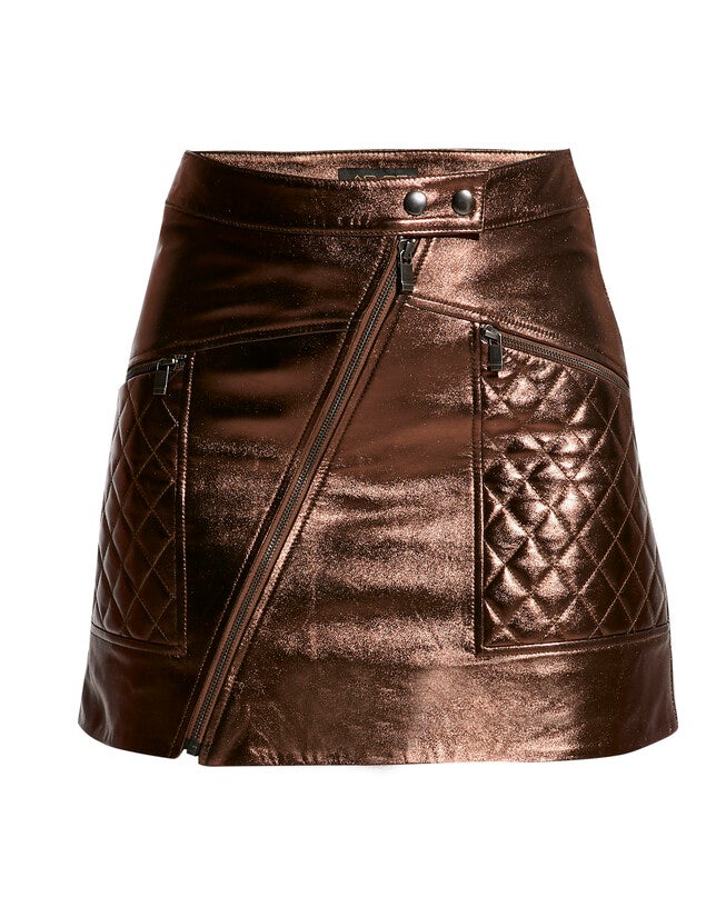 Elodie Upcycled Leather Skirt, Bronze / Bronze, hi-res image number 0