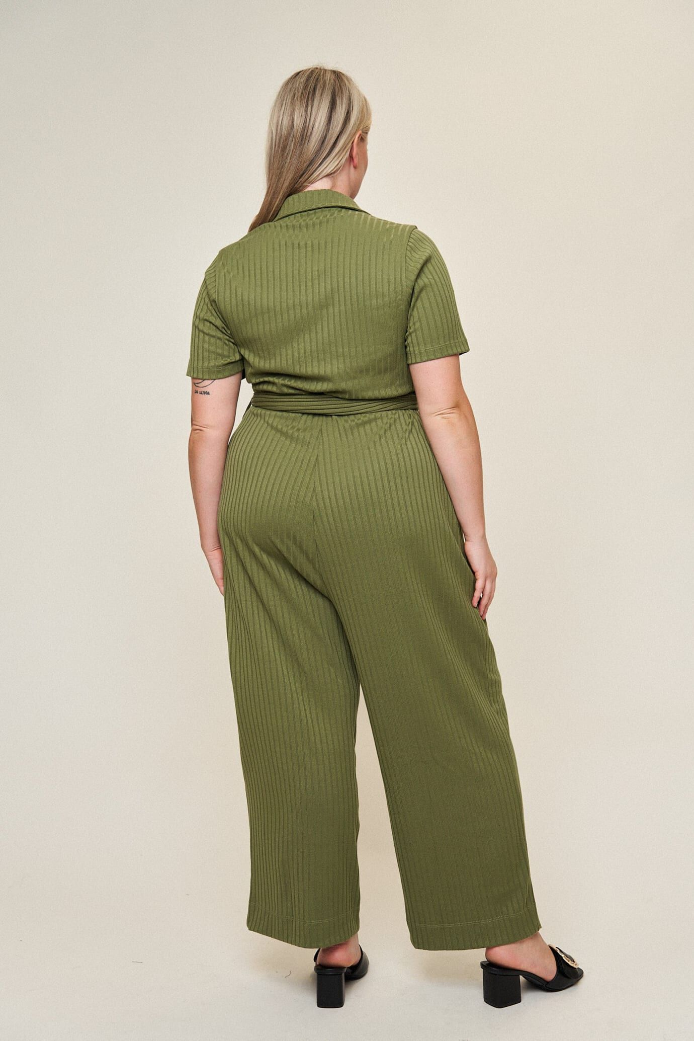 Lucia Belted Jumpsuit, Olive / Olive Green, alternate image number 3