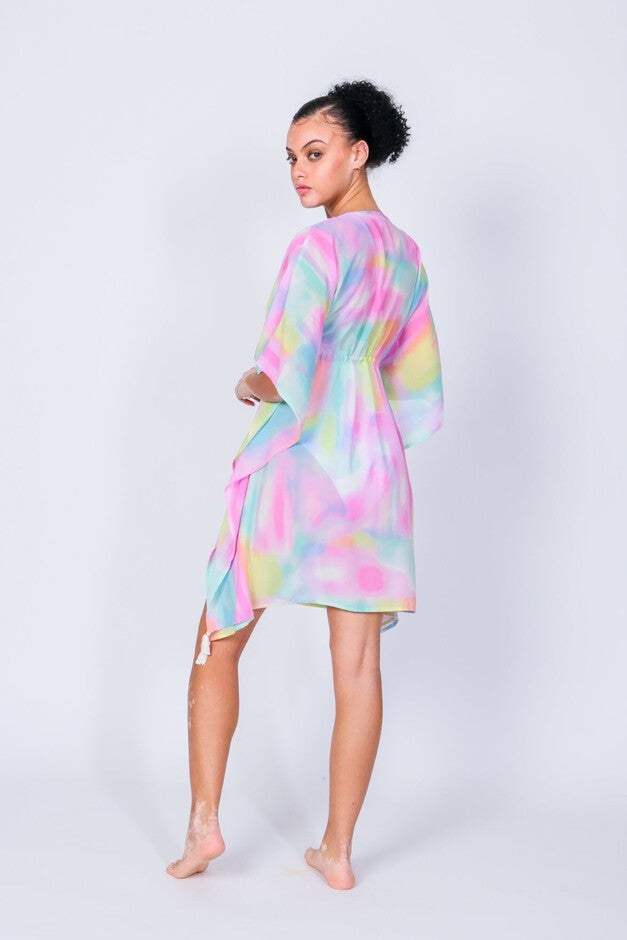 Flowy Sweets Cover Up, Watercolor Tie Dye / Pink, alternate image number 2