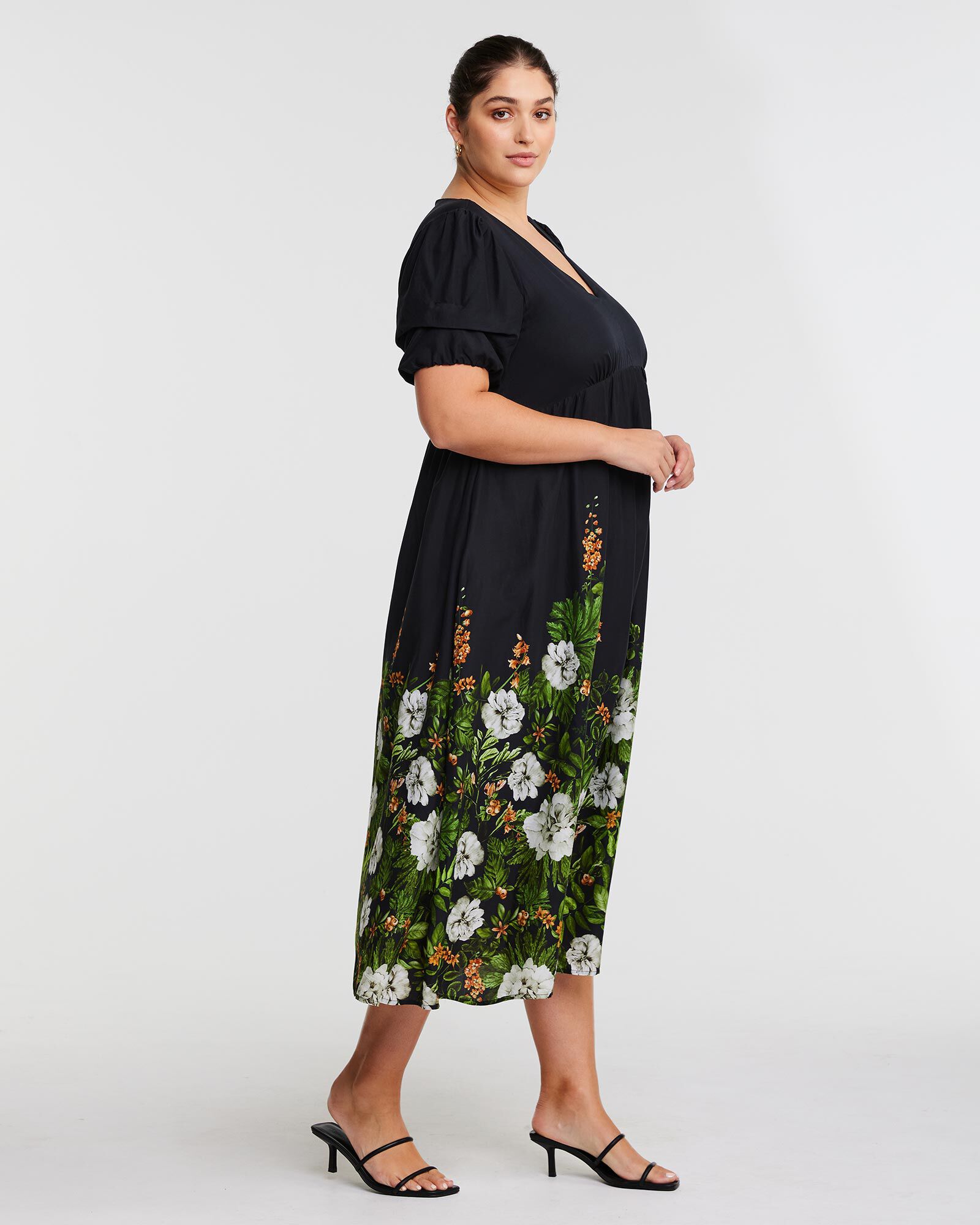 Midnight Black Forest Midi Dress, , alternate image number 6