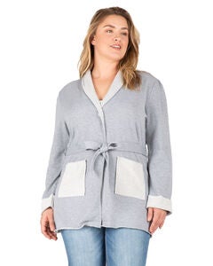 Reverse Trim Shawl Collared Self Tie Cardigan