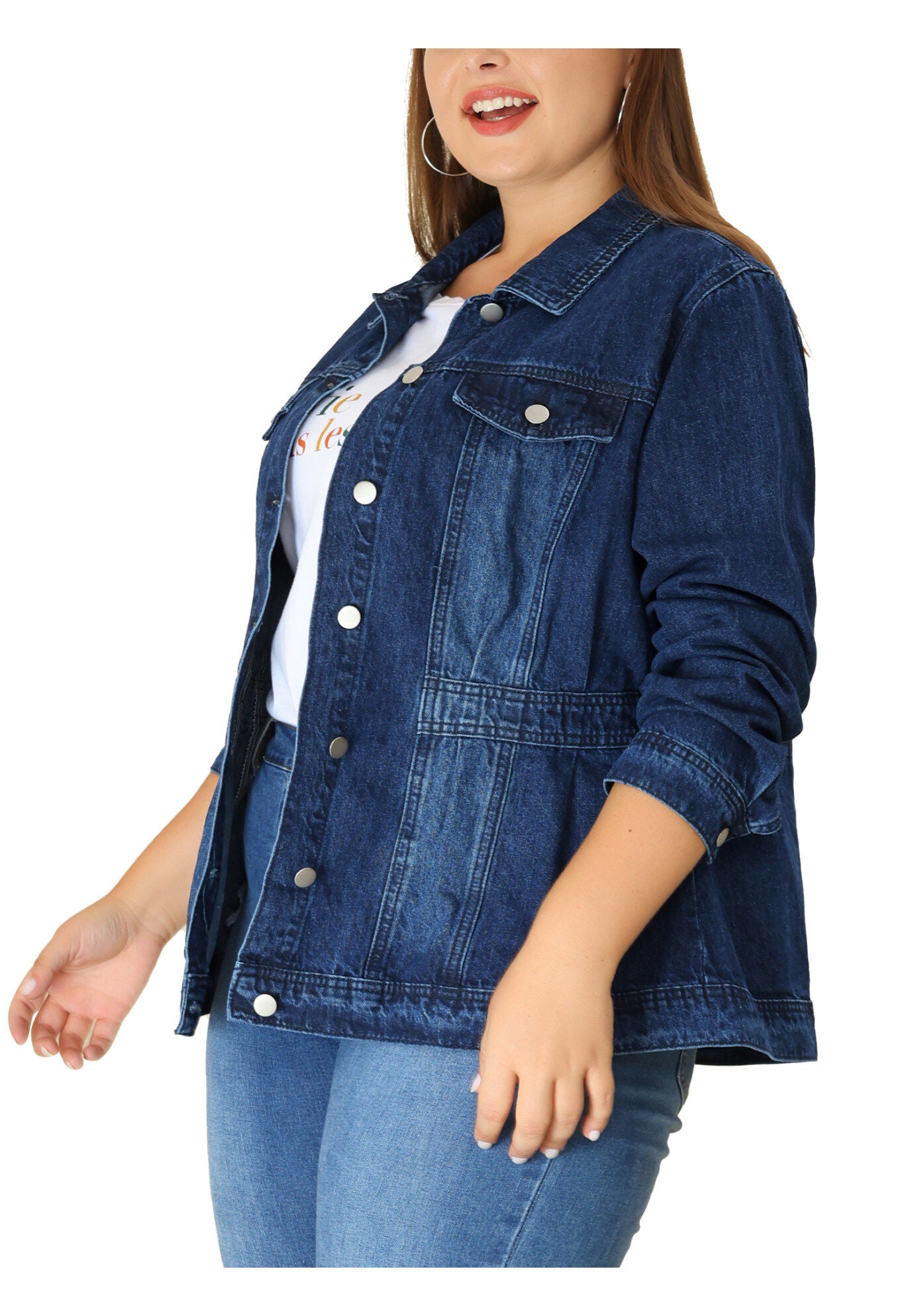 CLASSIC WASHED FRONT JEAN DENIM JACKET, Dark Blue / Navy, alternate image number 2