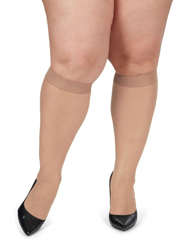 2 Pack Women's Levante Plus Size Sheer Knee High Stockings, , alternate image number 3