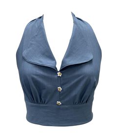 Smak Parlour Chambray Halter Crop Top