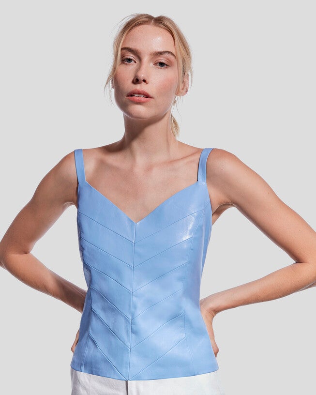 Becca Recycled Leather Tank, Powder Blue / Azure Blue, alternate image number null