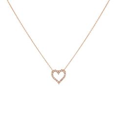 Classic Diamond Heart Necklace  14K Rose Gold One Size