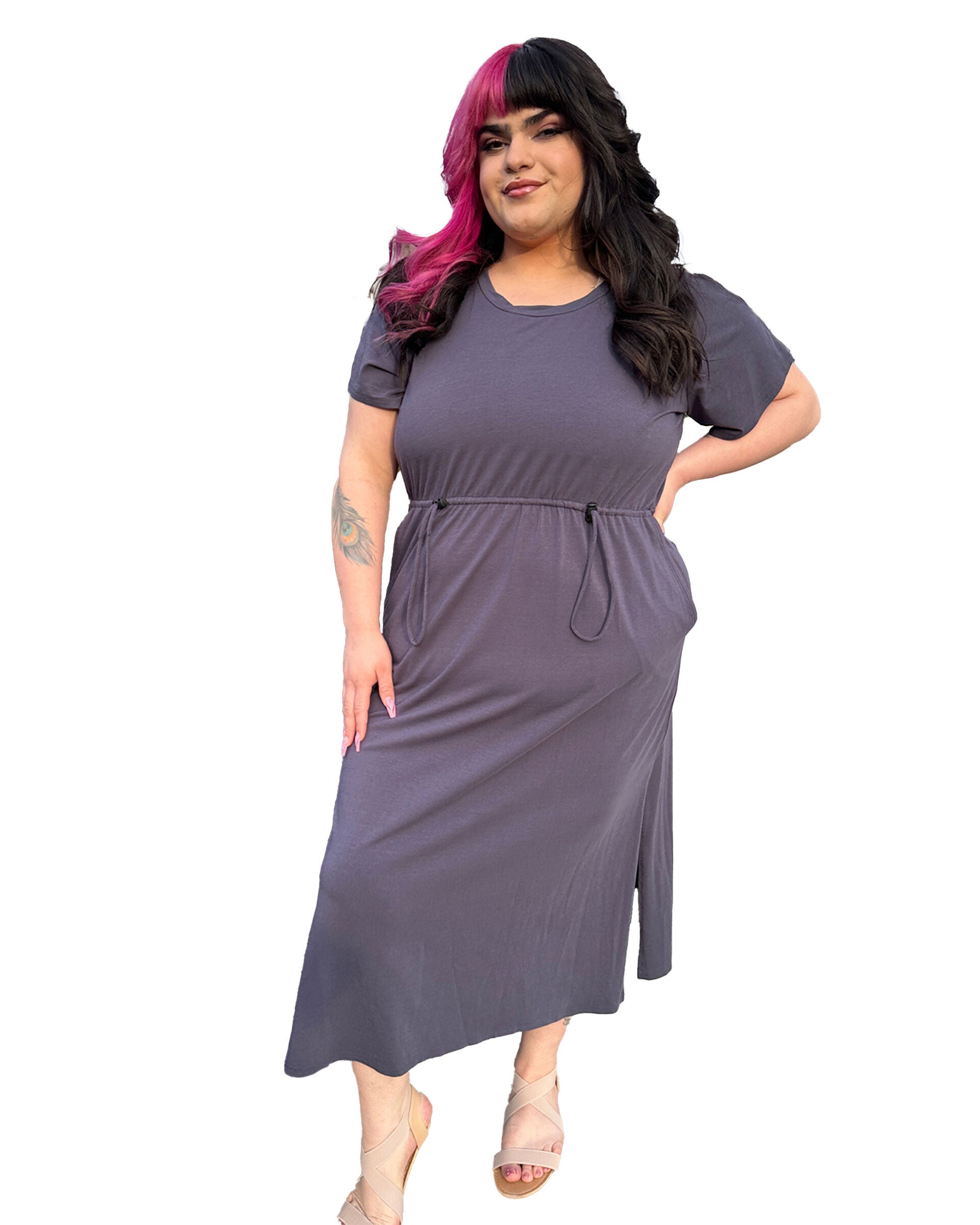 Flutter Sleeve A-Line Dress, Dusty Violet / Purple, hi-res image number 0