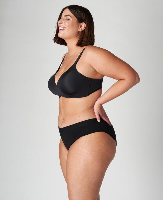 Period-Proof Organic Cotton Bikini - 3 tampon absorption, Black / Black, alternate image number 1