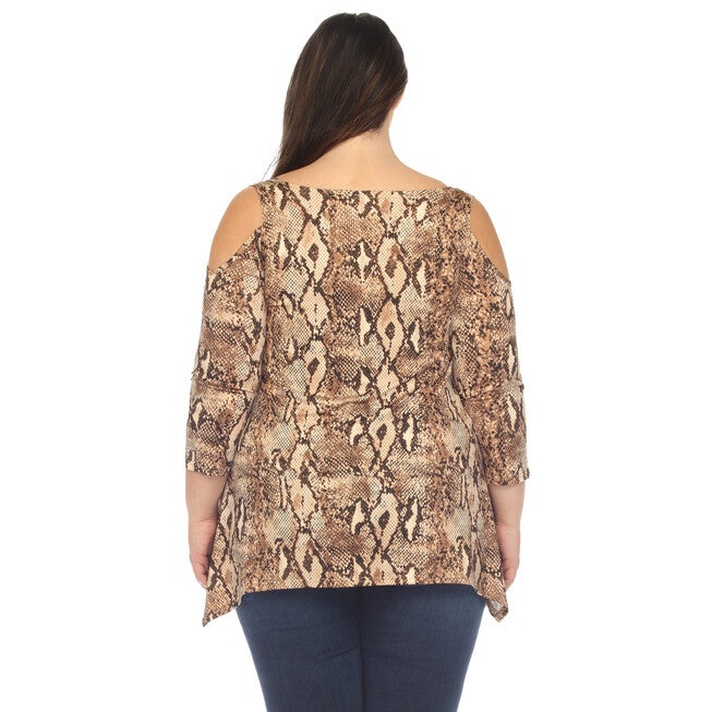 Snake Print Cold Shoulder Tunic, , alternate image number null