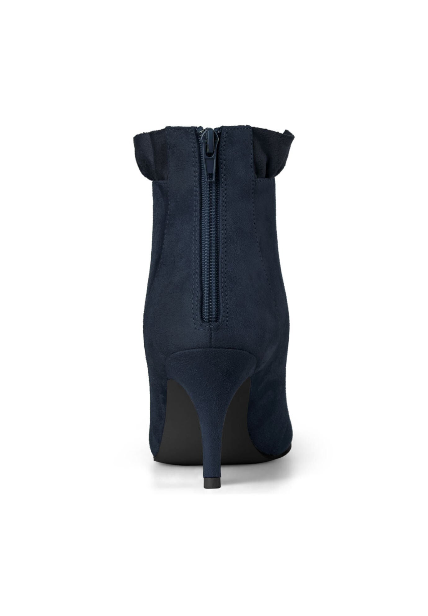 STILETTO HEEL RUFFLE ANKLE BOOTS, Navy Blue / Navy, alternate image number 2