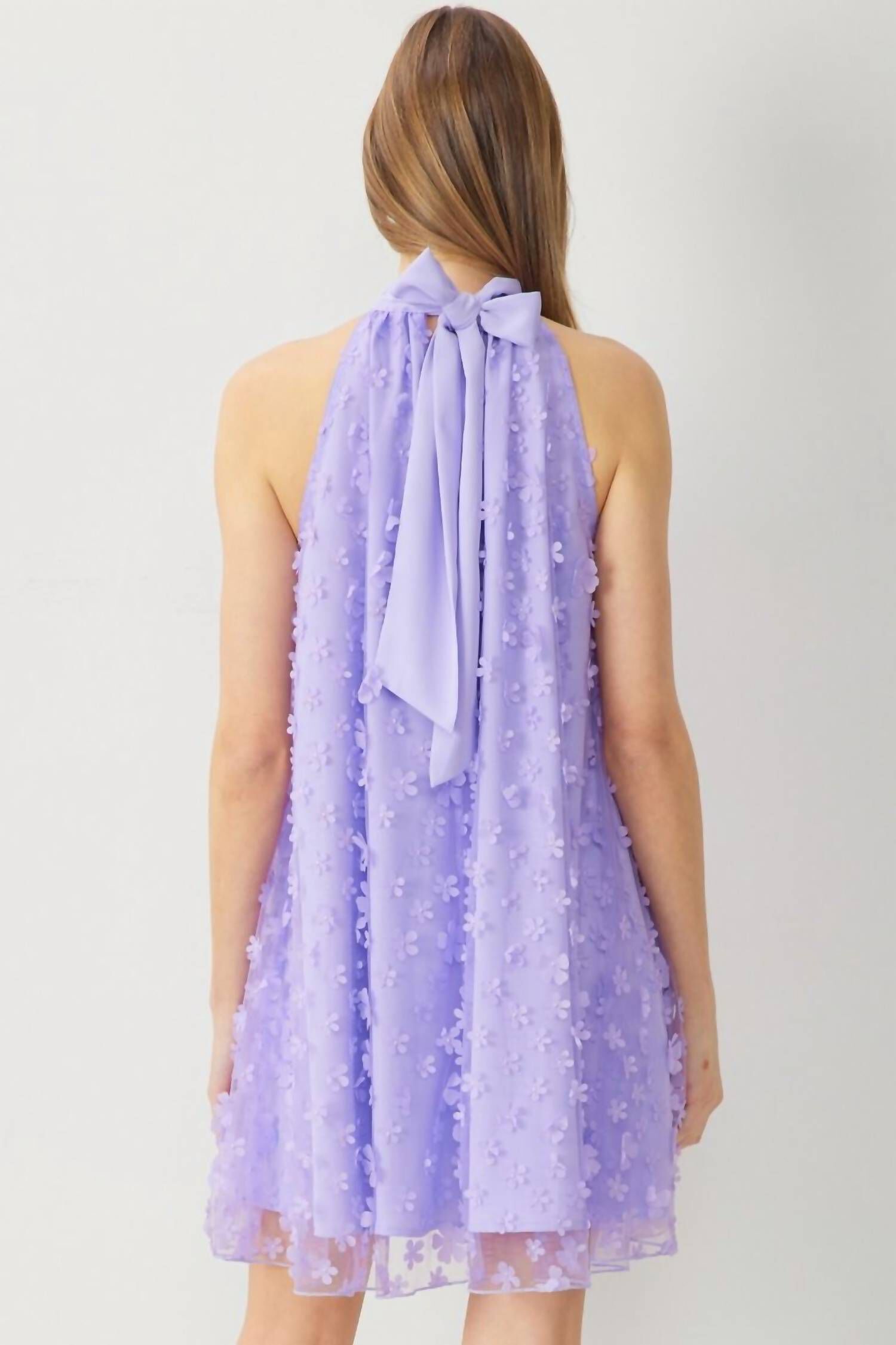 3D FLORAL MINI DRESS IN LAVENDER, , alternate image number 7