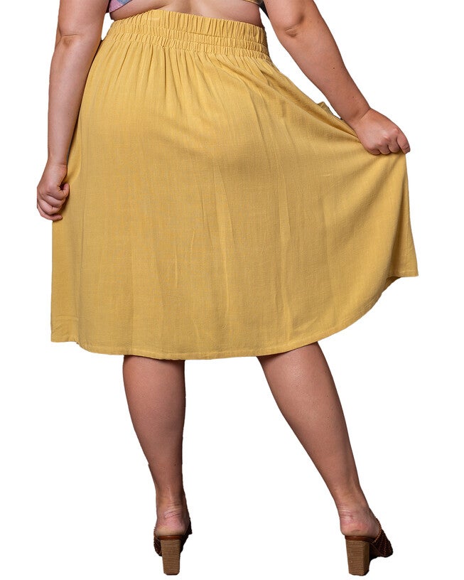 Claire Button-Front Midi Skirt, Golden Yellow / Yellow, alternate image number null