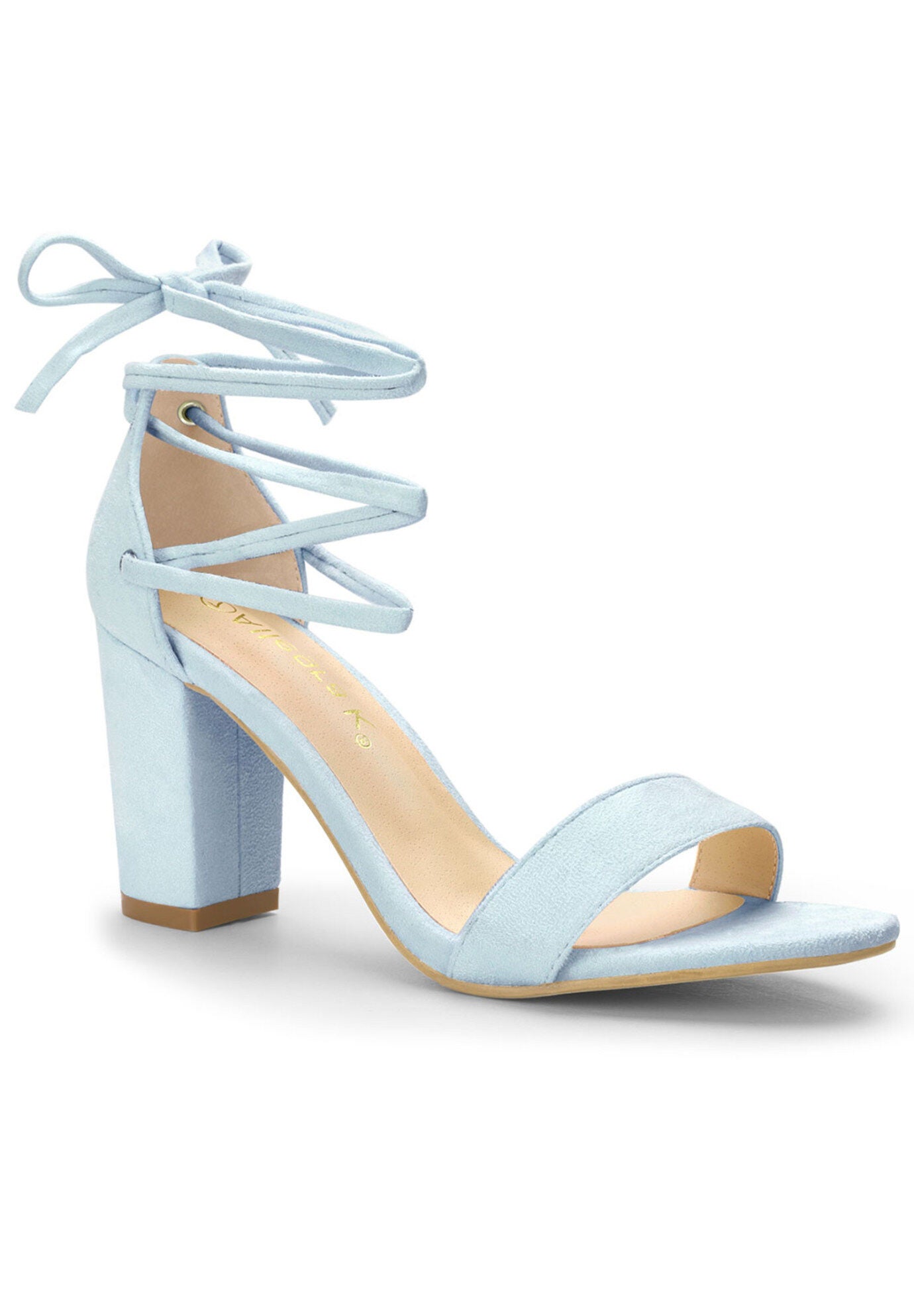 Strappy Heels Lace Up Chunky High Heels Sandal, Sky Blue / Light Blue, hi-res image number 0