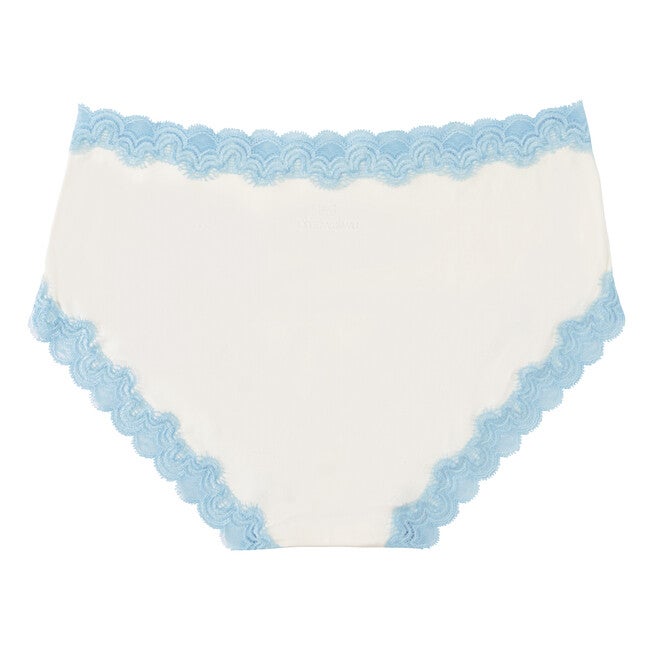 Soft Silk Bridal Underwear, Winter White with Sky Blue I DO / White, alternate image number null