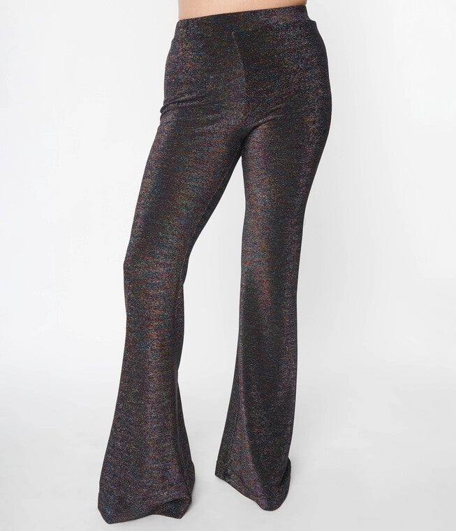 Smak Parlour Rainbow Lurex Flare Pants, Black Rainbow Metallic / Black, alternate image number 2