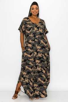 KATT CAMO POCKET MAXI DRESS