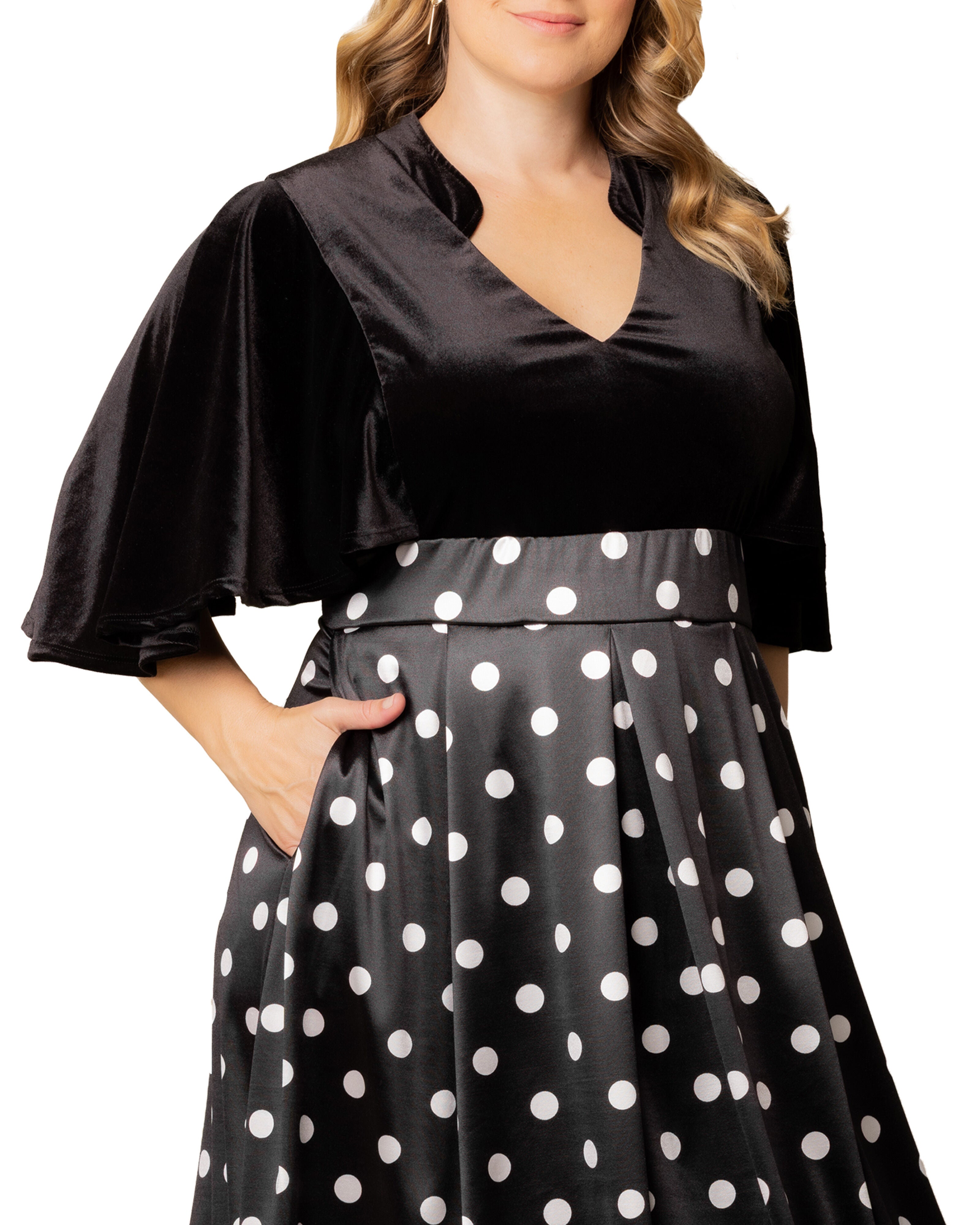Radiant Opulence Evening Gown, BLACK POLKA DOT / Black, alternate image number 2