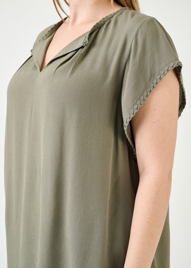 Genesis Braided Cap Sleeve Top, Basil / Light Green, alternate image number null