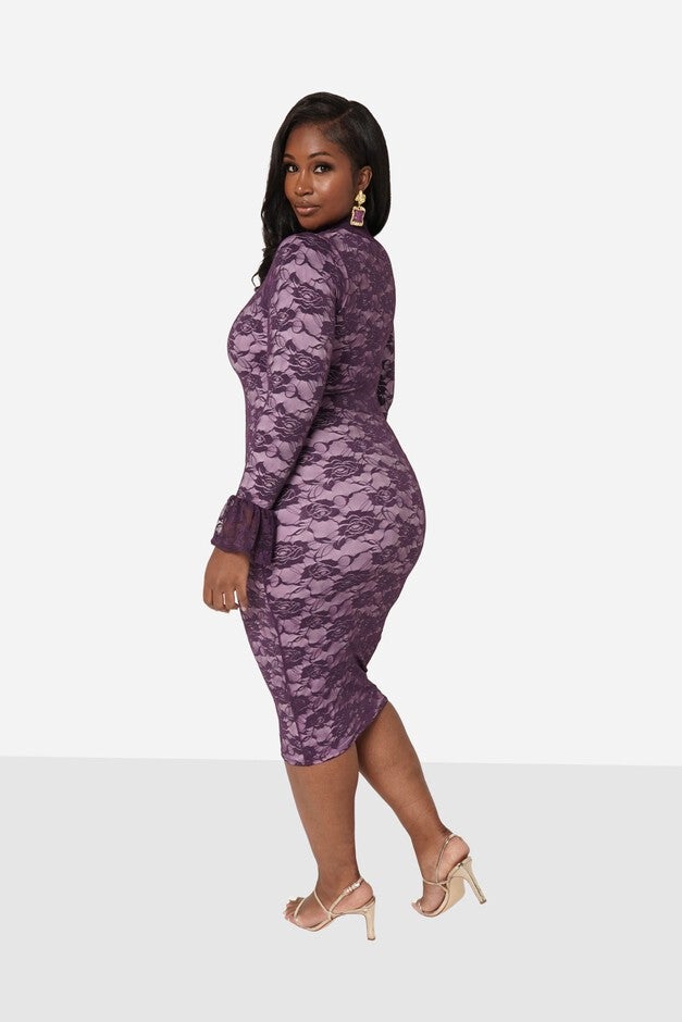Faith Lace Midi Dress, Purple / Purple, alternate image number 1